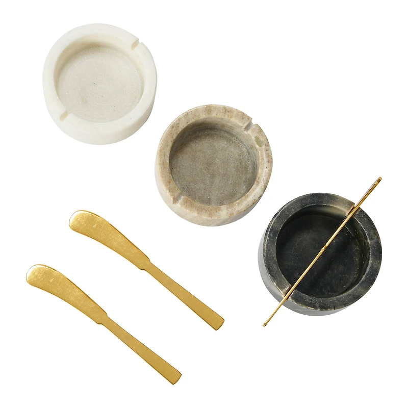 Hello Honey® 1.5" Salt & Pepper Marble Pinch Bowls with Metal Knifes