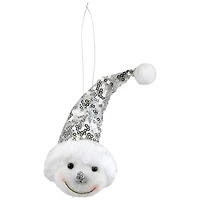 Snowman Head with Sequin Santa Hat Christmas Ornament - 6"
