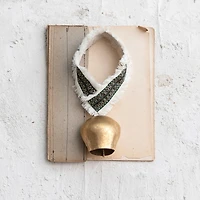 Hello Honey® 11" Gold Finish Metal Cowbell with Cotton Patterned Hanger