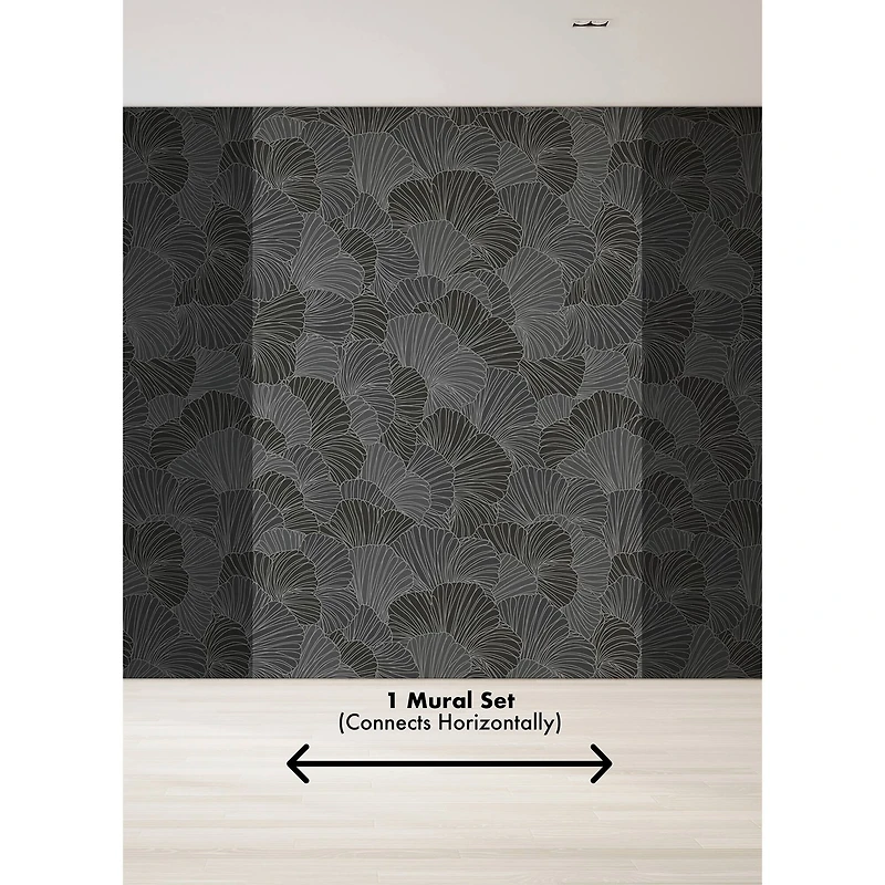 Katie Hunt Charcoal Gray Petals Wall Mural