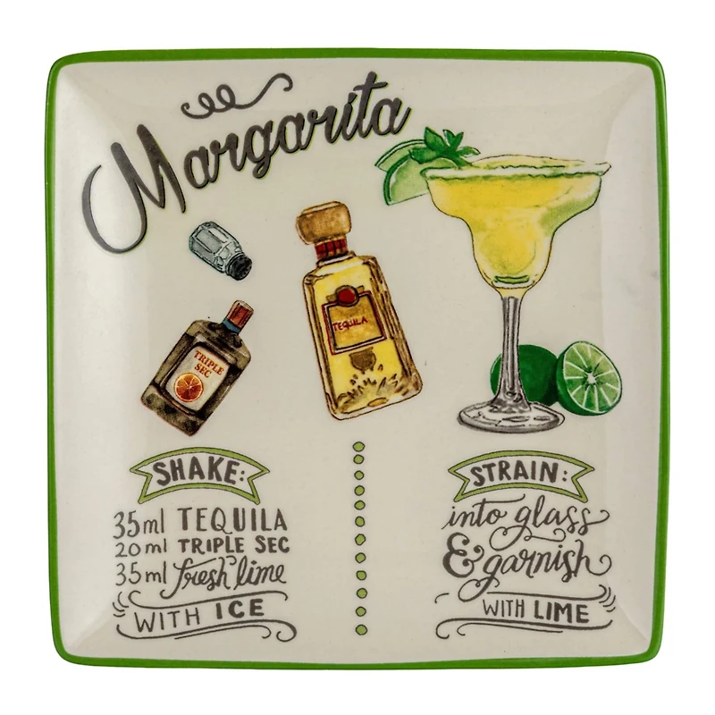 Hello Honey® 6" Cocktail Recipe Design Stoneware Plate Set