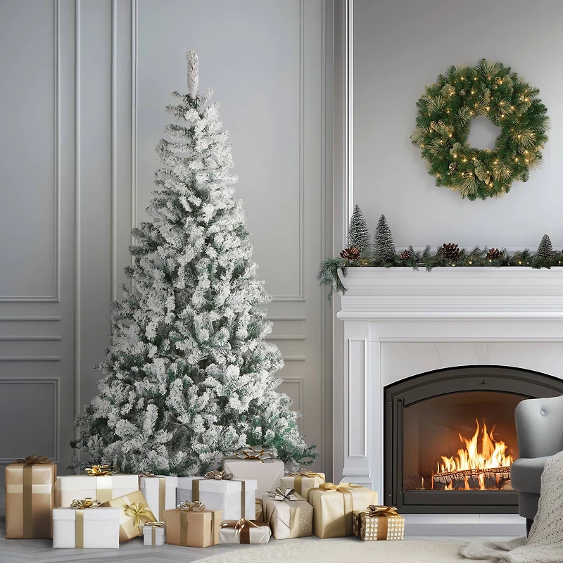 7.5 ft. Unlit Acacia Flocked Artificial Christmas Tree