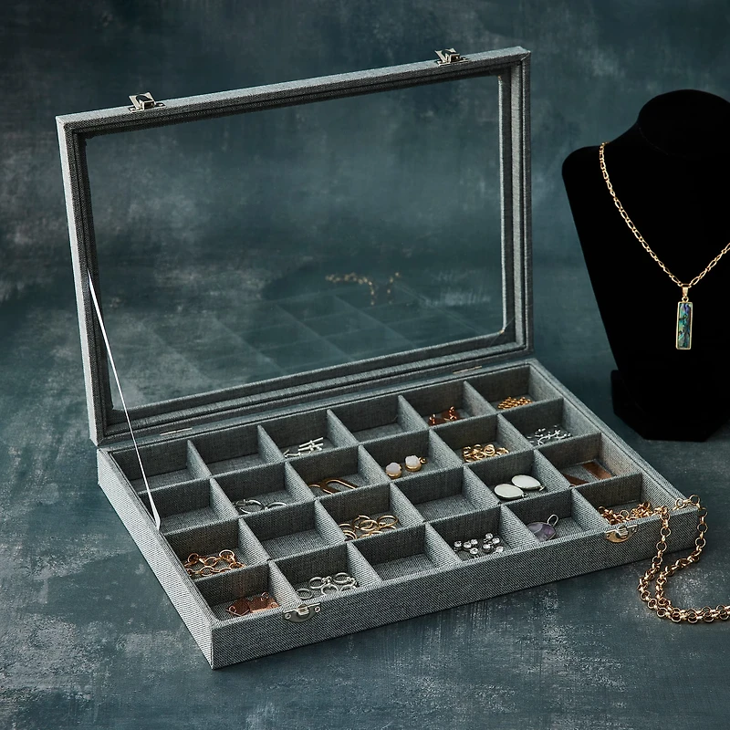 Gray Jewelry Tray with Lid By Bead Landing™