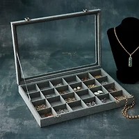 Gray Jewelry Tray with Lid By Bead Landing™