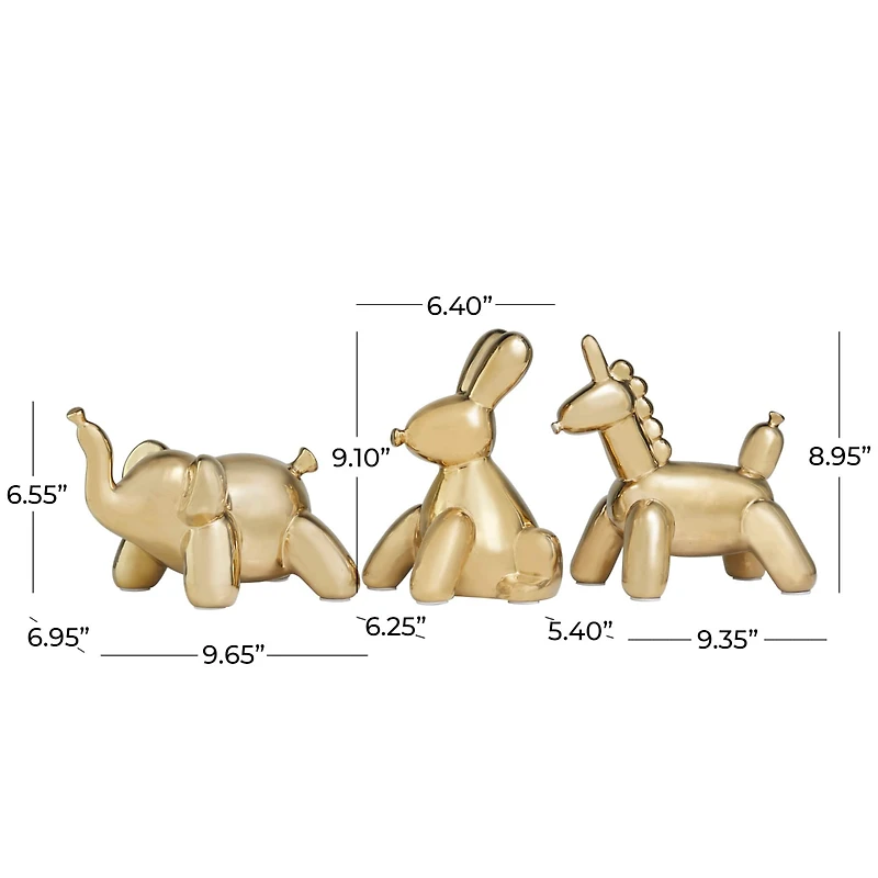 Ceramic Balloon Animals Tabletop Sculpture Set