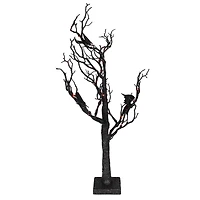 26.5" Black & Orange Glittered LED Tabletop Halloween Tree