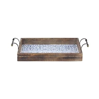 Natural Brown Wood Farmhouse Tray Set