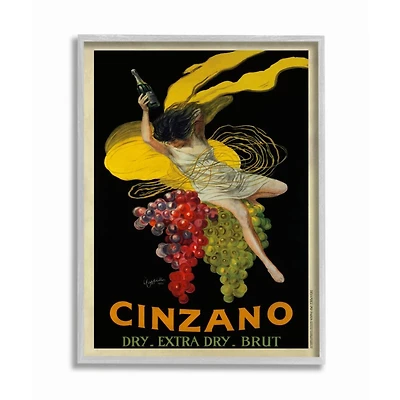 Stupell Industries Cinzano Vintage Wine Poster with Gray Frame Wall Accent
