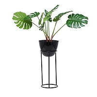 Set of 3 Black Iron Contemporary Planters, 13" x 13" x 13"