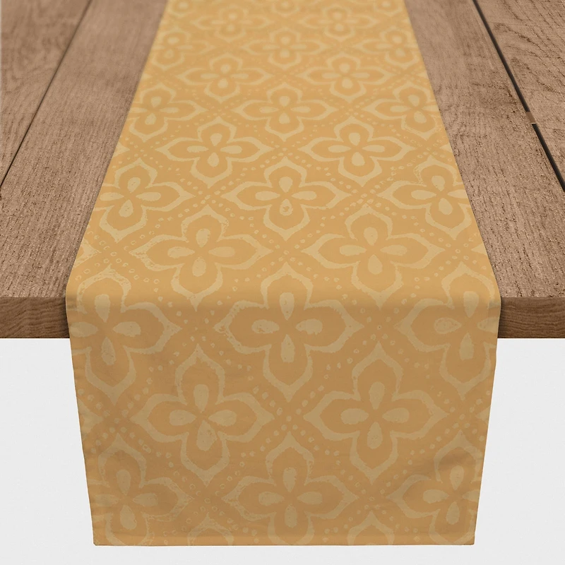 72" Yellow Medallion Pattern Cotton Twill Runner