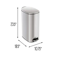 40L Tall Slim Stainless Steel Step Trash Can With Lid