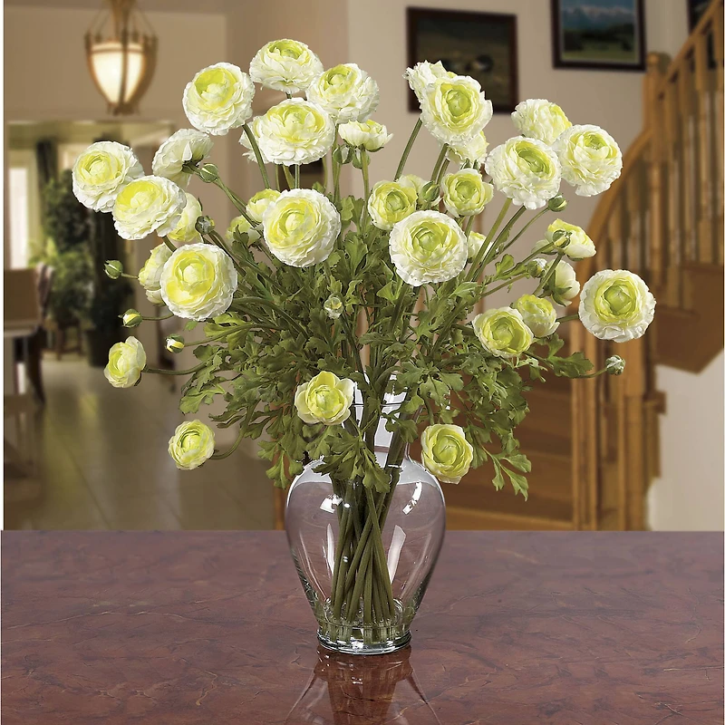 24" Ranunculus Liquid Illusion Silk Flower Arrangement