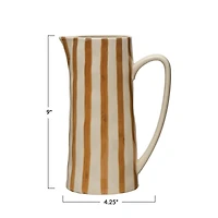 Hello Honey® 9" Cream & Orange Hand-Painted Stoneware Pitcher