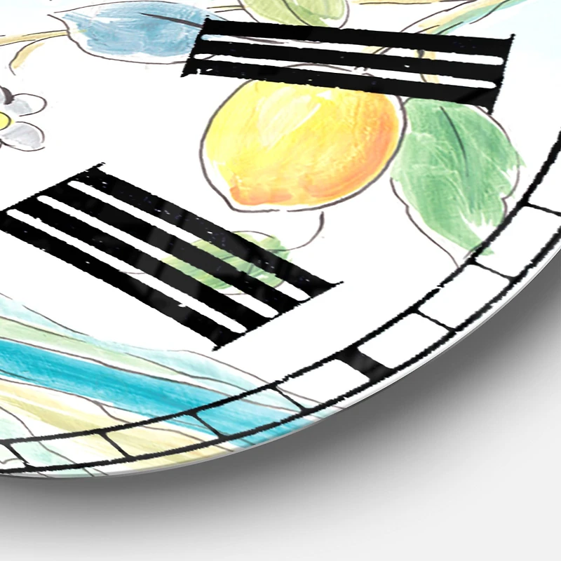 Designart 'Mediterranean Village Field I Farmhouse Wall Clock