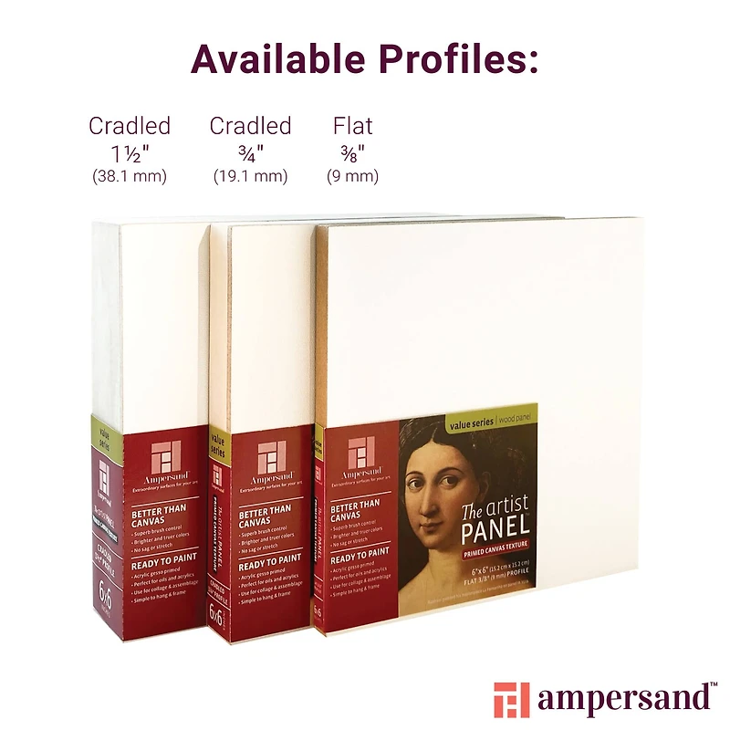 Ampersand™ The Artist Panel™ 4" x 4" Cradled Primed Wood Panel
