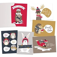 JAM Paper 6.25" x 4.625" Season's Greetings Animal Sentiments Assorted Card Set, 36ct.