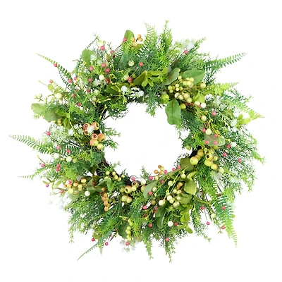 26" Artificial Fern & Berry Spring Wreath