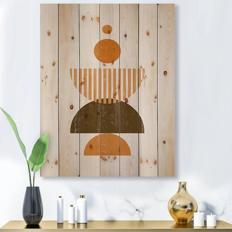 Designart - Abstract Minimal Sun and Moon In Earth Tones I