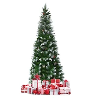 Costway 5ft. Unlit Snow Flocked with Pine Cones Pencil Artificial Christmas Tree