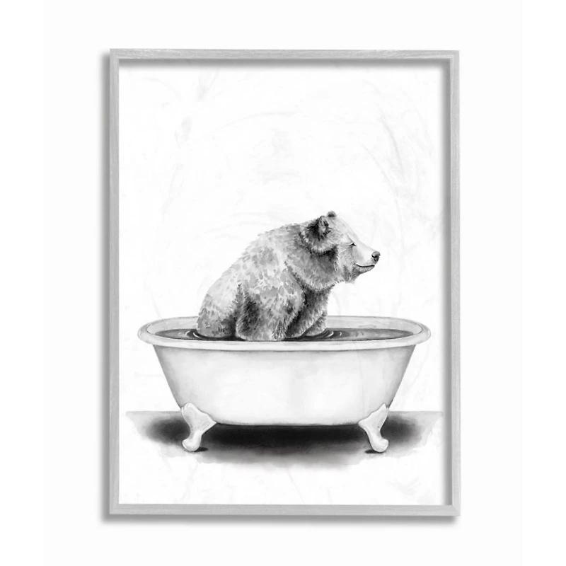 Stupell Industries Bear in a Tub Drawing with Frame Wall Accent