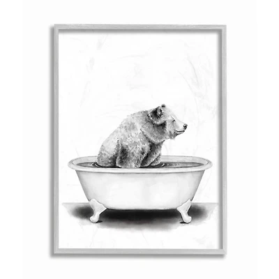 Stupell Industries Bear in a Tub Drawing with Frame Wall Accent