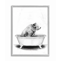Stupell Industries Bear in a Tub Drawing with Frame Wall Accent