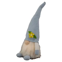 12" Lighted Blue Spring Gnome with Flower Hat