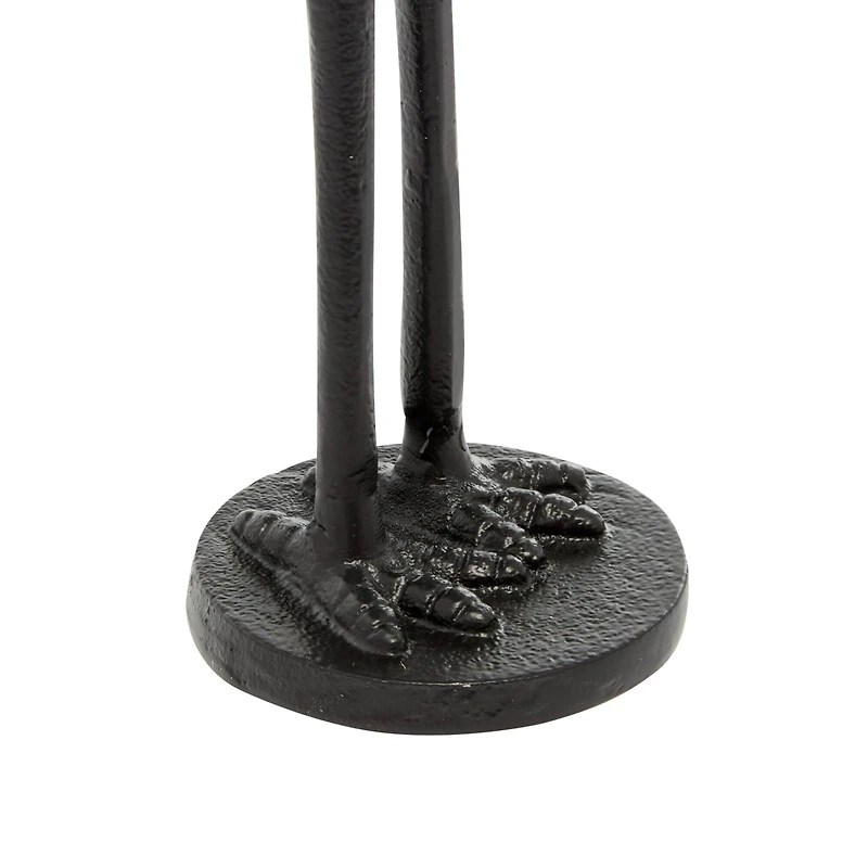 Set of 2 Black Aluminum Traditional Bird Sculpture, 7" x 9"