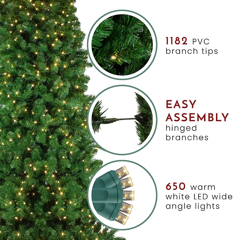 7.5ft. Pre-Lit Olympia Pine Artificial Christmas Tree, Warm White LED Lights