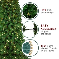 7.5ft. Pre-Lit Olympia Pine Artificial Christmas Tree, Warm White LED Lights