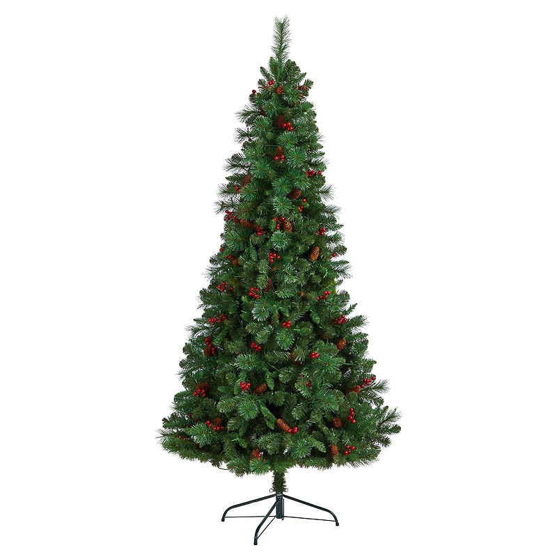 7ft. Pre-Lit Flat Back Montreal Mountain Pine Artificial Christmas Tree, White LED Lights