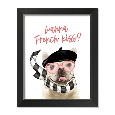 Wanna French Kiss Black Framed Print Under Plexiglass