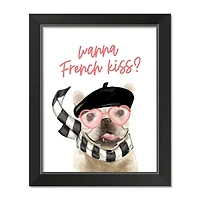 Wanna French Kiss Black Framed Print Under Plexiglass