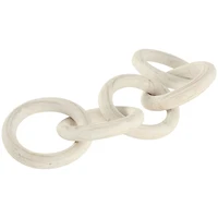 25" White Wood Chain 5 Link Sculpture with Natural Wood Grain