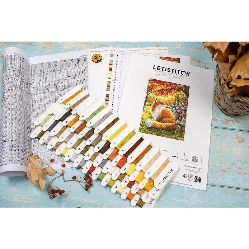 LetiStitch A Friend for Little Fox Counted Cross Stitch Kit