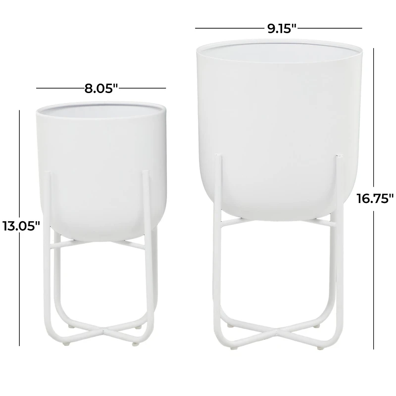 CosmoLiving by Cosmopolitan White Metal Planter with Removable Stand Set