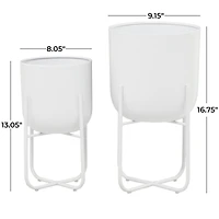 CosmoLiving by Cosmopolitan White Metal Planter with Removable Stand Set