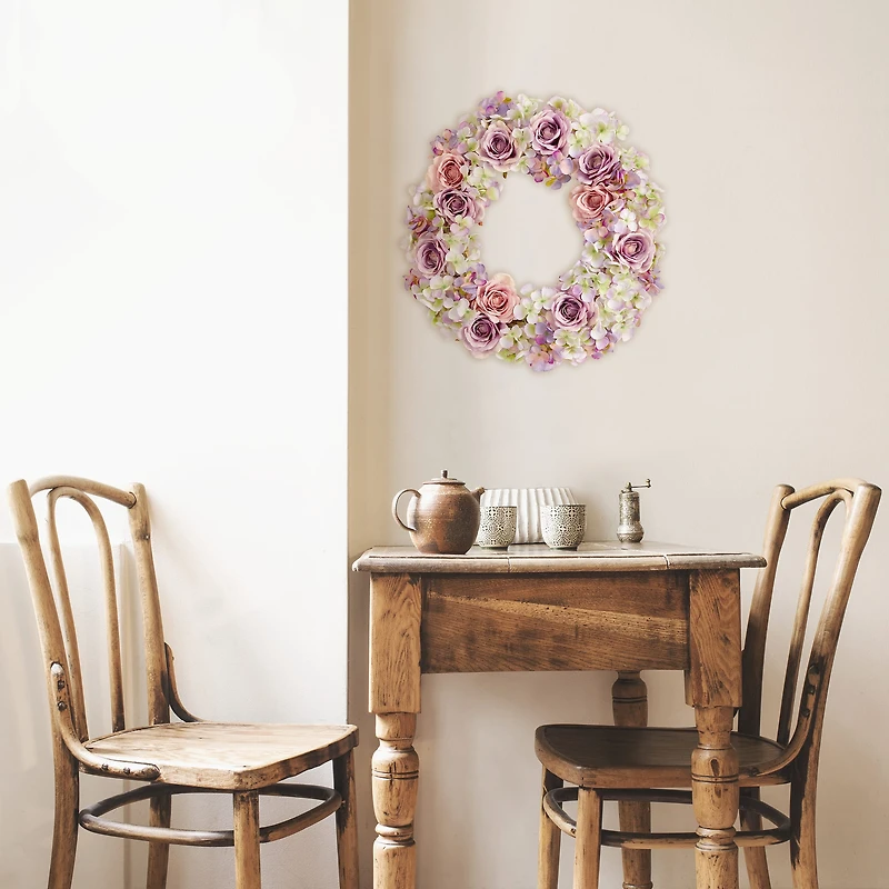 18" Rose & Hydrangea Wreath