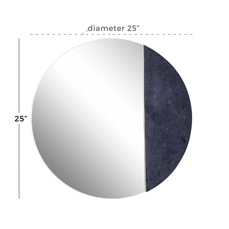 28" Black Contemporary Marble Wall Mirror