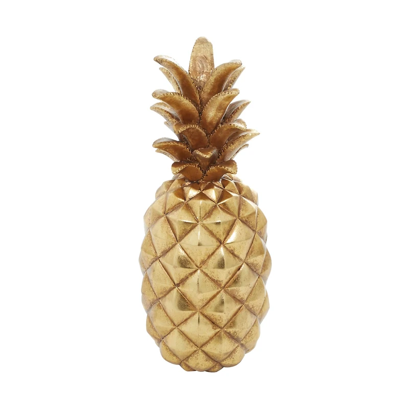 Gold Polystone Traditional Decorative Pineapple , 18" x 7" x 7"