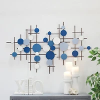 CosmoLiving by Cosmopolitan Blue Metal Overlapping Circle Geometric Wall Decor 39" x 1" x 23"