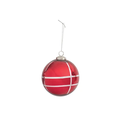 Hello Honey® 5" & Silver Grid Mercury Glass Ball Ornament
