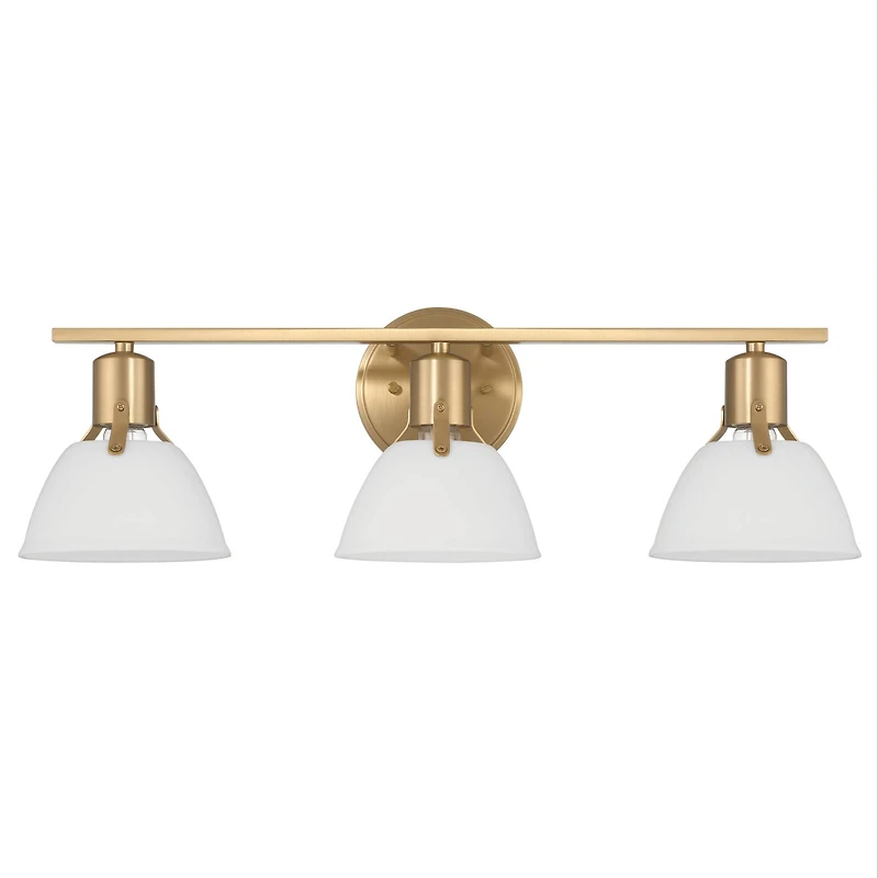 Hello Honey® 24" Cooper White & Gold Metal 3-Light Vanity Light with Etched Glass Shades
