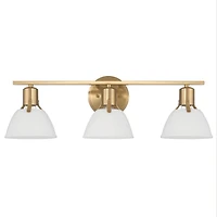 Hello Honey® 24" Cooper White & Gold Metal 3-Light Vanity Light with Etched Glass Shades