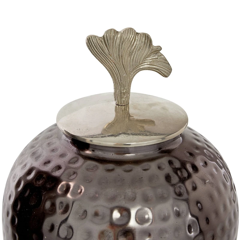 Metal Modern Round Decorative Jar Set with Silver Handles