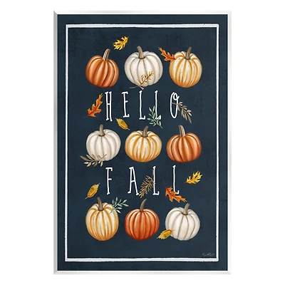 Stupell Industries Hello Fall Mixed Pumpkins Wall Plaque Art