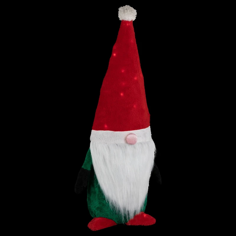 35" Lighted Red & Green Christmas Gnome Yard Decoration