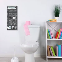 Stupell Industries Bathroom Rules Sign Whimsical Tub Toilet Sink Canvas Wall Art
