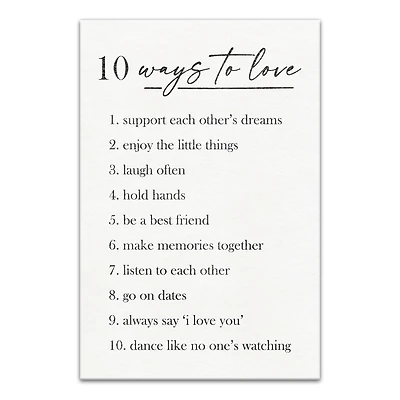 Ten Ways To Love 12" x 18" Canvas Wall Art