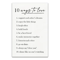 Ten Ways To Love 12" x 18" Canvas Wall Art